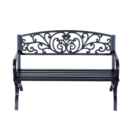 Panca Panchina da Giardino Esterno Metallo, Ghisa 127 × 60 × 85cm Nero 84B-009