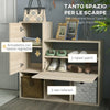 Set da Ingresso con Attaccapanni a Muro 4 Ganci, Scarpiera per 9 Scarpe, Armadietto e Specchio UJ4837-381V80NDUJ4