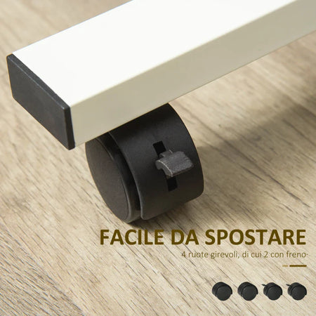 Scrivania Tavolino Porta PC Altezza Regolabile e Ruote  60x40x53-84cm Bianco QP9838-136WTQP9 , soggiorno salotto nero bianco marrone grgio alto basso design moderno sala moderno