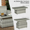Set da Giardino 4pz in Rattan Grigio con Tavolo ad Altezza Regolabile, 2 Poltrone Reclinabili e Divano 2 Posti  860-276V00LR