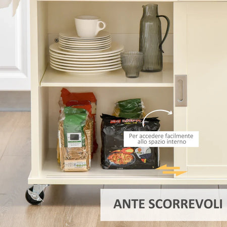 Isola per Cucina per Utensili e Accessori con Cassetti, Armadietto e Portasciugamani, 110x49.5x89.5 cm, Bianco KY7801-171KY7