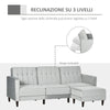 Divano Letto 3 Posti con Poggiapiedi e Schienale Reclinabile, Rivestimento Velluto e Seduta Imbottita, 218x85x86 cm, Grigio Chiaro 839-070V00LG