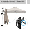 Ombrellone 3x3 m a Braccio con 8 Stecche, Pedale e Manovella, in Alluminio e Poliestere, color Khaki 84D-112V01KK