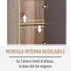 Mobiletto Salvaspazio per Bagno in Legno, Mobile da Bagno con 2 Armadietti e 6 Ripiani, Grigio e Rovere, Design a Torre 30 x 24 x 170cm QS5834-240QS5