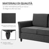 Divano a 2 Posti a Seduta Ampia con Cuscini Rimovibili da Salotto in Tessuto Effetto Lino e Gommapiuma, 141x70x78 cm, Grigio scuro e Nero SE2833-653CGGT2
