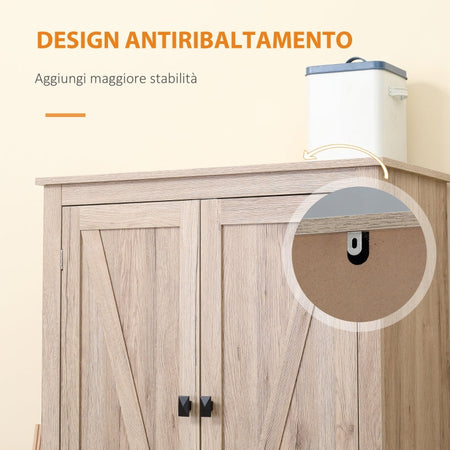 credenza alta Mobile Cucina a 4 Ante con Mensole Regolabili e Base Rialzata in Legno 80x40x182cm sala da pranzo soggiorno salotto F838-212NDA