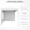 Gazebo Pieghevole Pop Up 2x2 m con 4 Pareti Rimovibili in Poliestere e Acciaio, Bianco 100110-066W