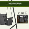 Dondolo da Giardino 2 Posti con Cuscini e Tasche, in Acciaio e Textilene, 168x117x181 cm, Grigio Scuro 84A-332V00CG