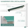 Tenda da Sole per Esterno Avvolgibile a Manovella in Metallo e Alluminio, 4x2.5m, Verde Scuro ED4840-151GNED4