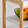 Carrello da Cucina a 4 Livelli in MDF e Legno di Pino con 4 Ruote Girevoli, 40x30x76 cm, Bianco e Marrone WE9801-131WE9