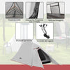 Tenda da Campeggio con Borsa da Trasporto, in Poliestere e Alluminio, 300x135x110 cm, Grigio Chiaro RJ4A20-424V00LGRJ4