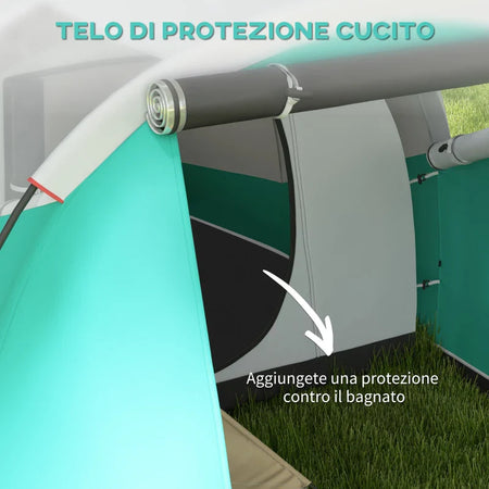 Tenda da Campeggio 2-4 Posti Impermeabile a Tunnel con Borsa di Trasporto, 460x260x190 cm, Verde ED3A20-399V00GNED3