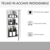 Armadietto Angolare Bagno in Acciaio Anta a Specchio Chiusura Magnetica 3 Ripiani Salvaspazio 60x30x18.4cm TG202-0551TG2