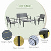 Set Salotto da Giardino da 4 Pezzi con Panchina a 2 Posti, 2 Poltrone e Tavolino, Grigio Scuro 84B-644