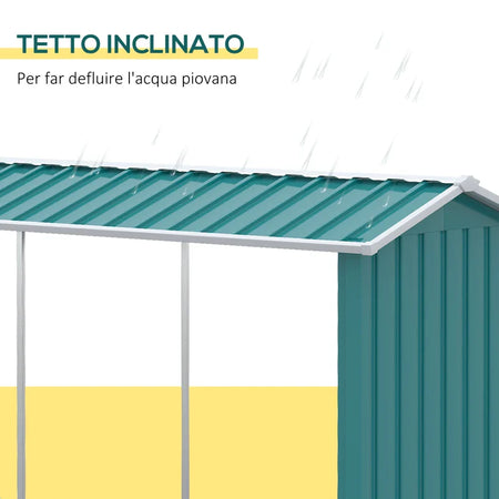 Legnaia con Struttura in Acciaio Galvanizzato e Base rialzata, 240x 86x160cm, Verde ZB5845-835V00GNZB5