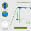 Set Altalene da Giardino per 4 Bambini, 1 Altalena Doppia e 2 Altalene Singole, Capacità di peso 45kg (Altalena) 180kg (Totale), 280x140x178cm YH5344-035YH5