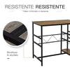 Set Tavolo 2 Sgabelli Alti da Bar in Legno Isola Cucina con Portabottiglie e Portabicchieri in Stile Industriale GT5835-215GT5
