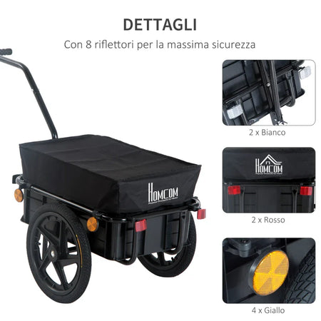 Rimorchio per Bicicletta Porta Oggetti in Acciaio 144×59×80cm TF6B71-005TF6