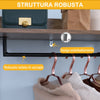 Appendiabiti da Terra con 1 Asta e 4 Ripiani Aperti in Truciolato e Acciaio, 60x40x180 cm, Marrone HJ8850-148HJ8