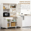 credenza alta cucina Dispensa in MDF con Ripiani Aperti, Armadietti e Cassetto, 119x41x180 cm, Bianco , mobile soggiorno sala pranzo F835-767V02WTA