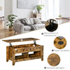 Tavolino da Salotto con Contenitore e Piano che si alza , in Legno 105x50x50 Marrone Rustico TF9839-135CFTF9 , soggiorno basso nero bianco grgio design moderno sala moderno alto divano camera legno vetro rotondo