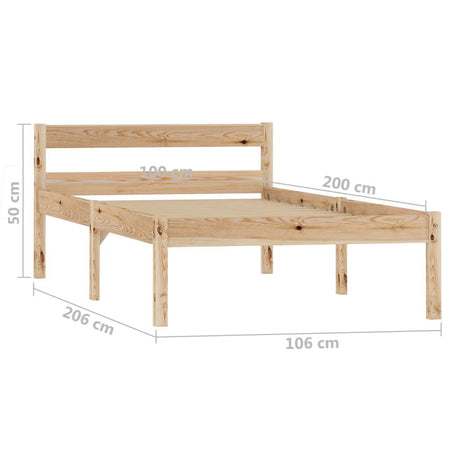 Giroletto in Legno Massello di Pino Naturale 100x200 cm VidaXL - Struttura Letto Matrimoniale Singolo per Adulti - Design Moderno, Facile Assemblaggio