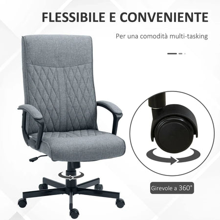 Sedia da Ufficio Girevole con Funzione Dondolo e Altezza Regolabile, 65x72x102-112.5cm, Grigio PL8921-605V00CGPL8