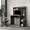 Scrivania Moderna con Ripiani e Supporto per CPU in Legno, 114x45x138cm, Grigio e Legno Naturale CK1920-081V00GYCK1