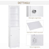Mobiletto del Bagno a Torre 3 Ripiani Regolabili su 3 Livelli e 1 Ampio Armadietto Inferiore Manopole sull'Anta MDF Bianco 40x23x160cm ED6834-198ED6