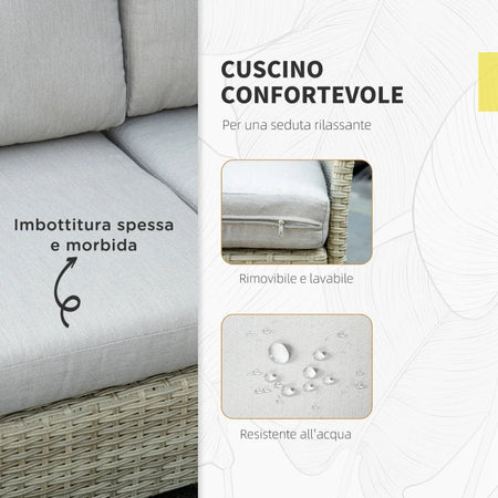 Salotto da Giardino 7 Pezzi Modulabile in Rattan PE con Cuscini, Beige 860-253V00BG