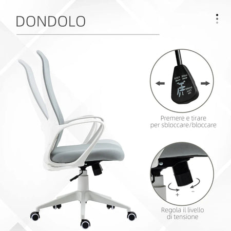 Sedia da Ufficio Ergonomica con Altezza Regolabile e Funzione di Inclinazione, 62x56x110-119.5 cm TR9921-637V00LGTR9