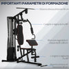 Stazione Fitness con Pesi da 45kg in Acciaio per Allenamento a Casa, 170x104x205cm, Nero ZX8A91-234V00BKZX8