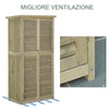 Casetta in Legno da Giardino con Tetto Impermeabile, Armadio da Esterno Porta Attrezzi da Giardino con 4 Scompartimenti, 87x46.5x160cm ZX2845-215GYZX2