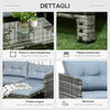 Salotto da Giardino con Divanetto, Chaise Longue e Tavolino in Rattan PE con Cuscini, Grigio 860-121V00GY