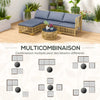 Set Salotto in Rattan da Giardino con Divano Modulabile, Cuscini e Tavolino da Caffè, Grigio 860-325V00GY