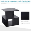 Tavolino basso Caffè in Legno Salvaspazio Nero 40x41x43 KJ5833-619BKKJ5 , soggiorno salotto basso nero bianco marrone grgio design moderno sala moderno alto divano camera legno vetro rotondo
