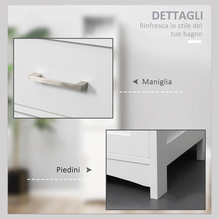 Armadietto Bagno con Scaffale a 3 Livelli, 1 Cassetto e 1 Mobiletto, 34x30x163cm AZ7834-364LGAZ7