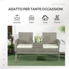 Divanetto per Esterni 2 Posti con Tavolino da Caffè, in Acciaio e Rattan PE, 137x59x82 cm, Grigio e Crema 867-181V00GG