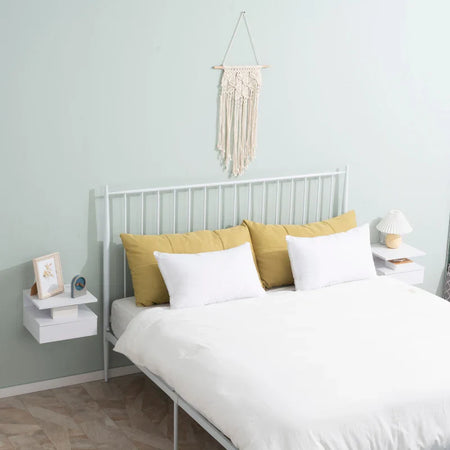 Set da 2 Comodini Sospesi per Camera da Letto con Cassetto e Mensola Superiore in Legno 35x32x22.5cm KL4831-338KL4