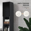 Colonna Bagno in Truciolato con 2 Ripiani Aperti e 2 Armadietti a 2 Livelli, 30x30x183 cm, Nero e Grigio RF8834-628V80BKRF8
