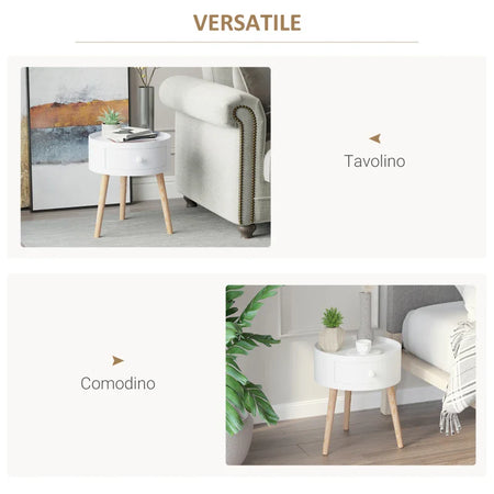 Tavolino da Salotto Moderno con Cassetto Caffè Bianco FD6833-363FD6v , soggiorno salotto basso nero bianco marrone grgio design moderno sala moderno alto divano camera legno vetro rotondo