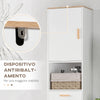 Mobile Salvaspazio Bagno in Legno Bianco, Mobile a Colonna con Armadietti e Cassetto 39x30x180cm QA2834-312QA2