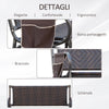 Panchina a Dondolo da Giardino 2 Posti in Rattan e Acciaio con Tasche Laterali, 122x75x88cm Marrone e Nero 867-076