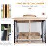 Dondolo da Giardino 3 Posti Lettino e Gazebo Design 3 in 1 con Tettuccio, 256x172x248cm, Beige 84A-056