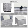 Set 5 Pezzi Salotto da Esterno con 2 Divani 1 Tavolino 2 Sgabelli, Mobili da Giardino in Rattan Grigio 860-093CW