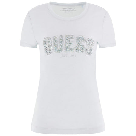 Guess t-shirt celeste chiaro logo con strass W5GI04 J1314 A719