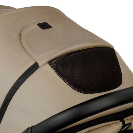 JANE' Passeggino CLAP - colore DESERT - con telaio in alluminio robusto, chiusura automatica e compatta, dimensioni adatte alle cabine degli aerei, adatto dalla nascita fino a 26 kg, con sospensioni su 4 ruote e finiture in similpelle
