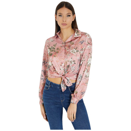 Guess camicia rosa floreale Bowed W3GH93 WD8G2