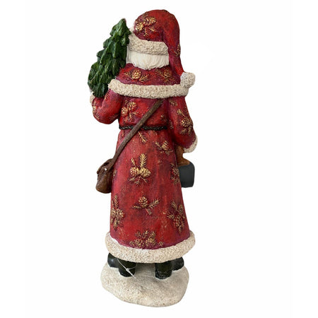 Babbo natale in poli-resina h 38 cm decorazione natalizia rosso statuina