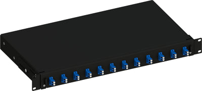 Cassetto Ottico 19'' con 12 Bussole LC Duplex Monomodale OS2 Nero